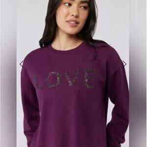 Spiritual Gangster Love Mazzy Cropped Sweatshirt Crewneck Womens Medium Purple